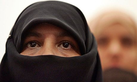 A Muslim woman wearing a niqab