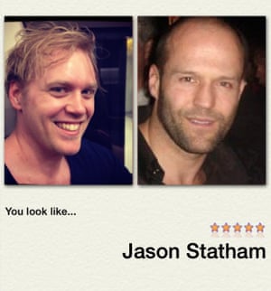 Stuart Heritage uses face transformer app Alike, which wrongly tells you that you look like an arbitrarily-chosen stock photo of Jason Statham's face