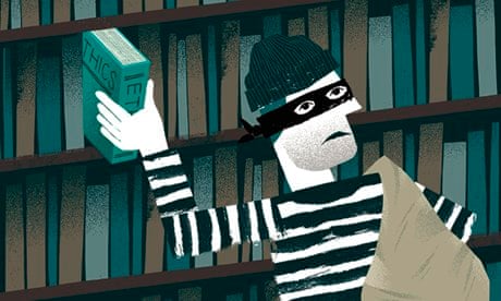 Chris Madden illustration of a burglar stealing a book on ethics