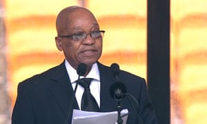 A screengrab taken from the South African Broadcasting Corporation live feed shows South Africa's President Jacob Zuma delivering his speech.
