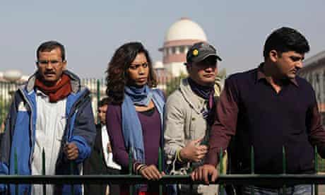 Indian gay rights activists outside Delhi's supreme court
