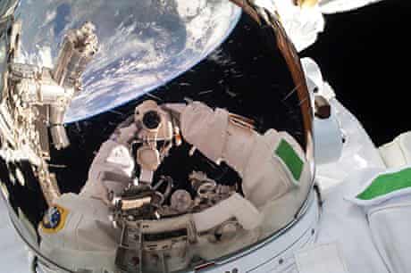 Luca Parmitano takes a selfie in space.