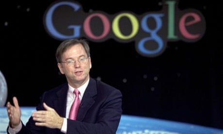 Google's Eric Schmidt at a press conference in NASA Ames Research Center on September 28, 2005.