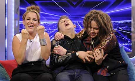 The X Factor finalists Sam Bailey, Nicholas McDonald and Luke Friend. Photograph: Jonathan Hordle/Th