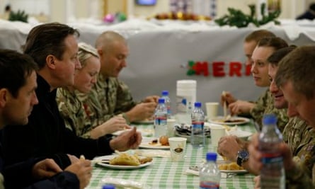 David Cameron eats Christmas dinner