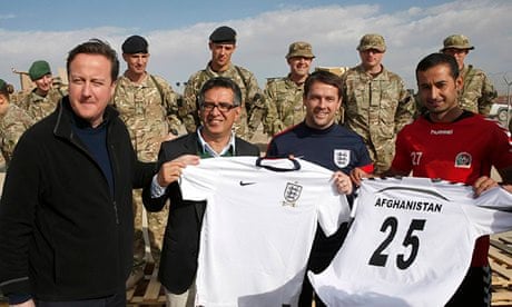 David Cameron with Michael Owen at Camp Bastion