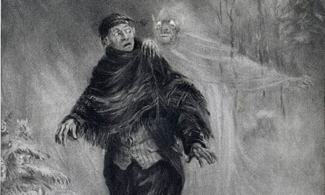 A 19th-century illustration that captures Victorian era ghost storytelling.