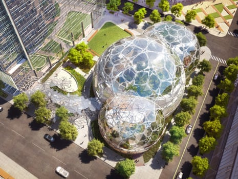 Amazon world … New Seattle HQ will take the form of three interconnect biospheres, filled with trees and vines.