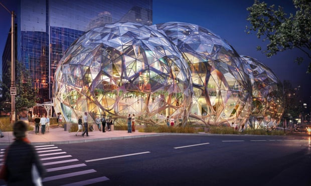 Bezos' balls … The complex is conceived as the 'social heart' of a 3.3 million sq ft complex of towers.