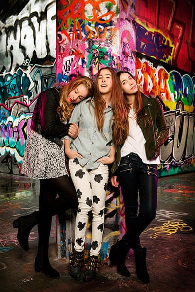 portraits of year: The band Haim photographed for the Guide. Danielle Haim (white t-shirt), Al