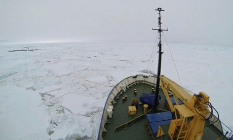 Akademik Shokalskiy surrounded by ice