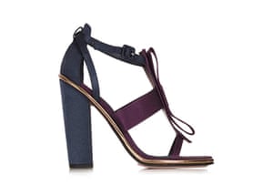 Party shoes: Party shoes - purple and navy satin bow high heel sandals by Topshop
