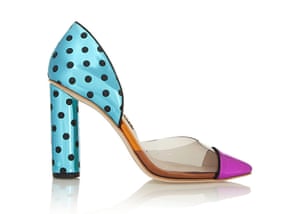 Party shoes: Party shoes - perspex court heels with polka dot heel by Sophia Webster