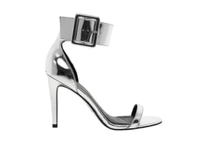 Party shoes: Party shoes - high heel silver sandals with oversize ankle strap by ASOS