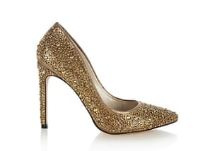 Party shoes: Party shoes - gold crystal encrusted high heel court shoes by Karen Millen