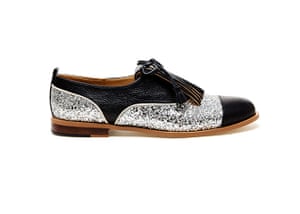 Party shoes: Party shoes - black and silver glitter brogues by Croon