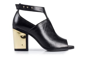 Party shoes: Party shoes - cut out black shoe boots with gold plate heel by River Island