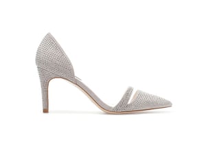 Party shoes: Party shoes - diamante studded light grey mid heel courts by Zara