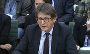 A video grab of Guardian editor Alan Rusbridger giving evidence to the home affairs select committee