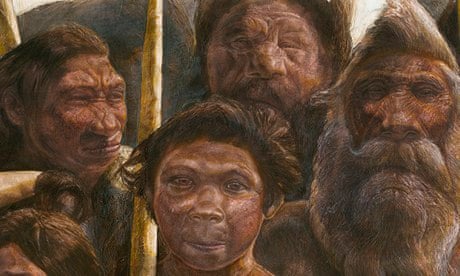 An artist's impression of the Sima de los Huesos early humans