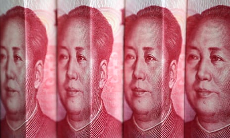 Chinese 100 yuan banknotes.