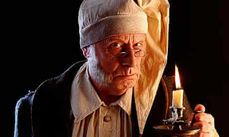 Richard Wilson dressed as Ebenezer Scrooge