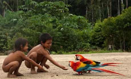 Huaorani Indian children, Ecuador