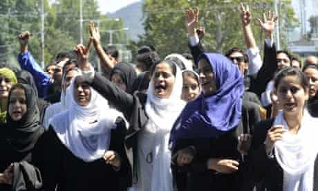 Kashmiri lawyers protest against during the Innocence of Muslims in Srinagar