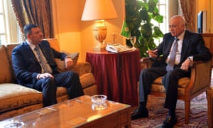 Arab League secretary general Nabil al-Arabi met former Syrian prime minister Riyad Farid Hijab in Cairo on Monday. Hijab served as prime minister of Syria under President Bashar al-Assad from June to August 2012, before defecting to the rebel side of the Syrian conflict. EPA/STR