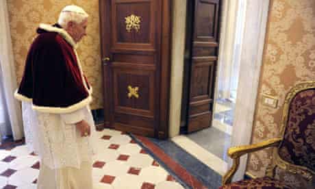 Pope Benedict XVI walks during a private