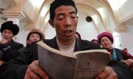 Tibetan Catholics in a church