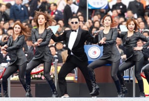 Singer Psy performs during the inauguration ceremony of South Korea's new President Park Geun-Hye at parliament in Seoul. Photograph: Kim Hong-Ji/Getty Images