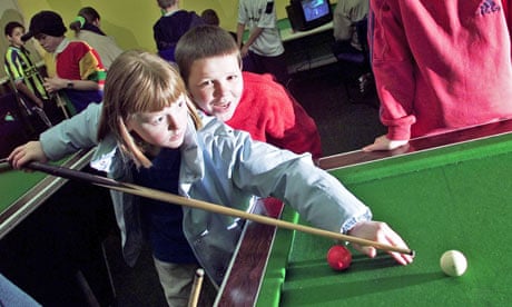 Children playing snooker
