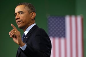 President Barack Obama gestures as he speaks about automatic defense budget cuts during a visit to Newport News Shipbuilding, a division of Huntington Ingalls Industries in Newport News, Virginia, United States.