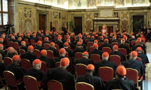 Benedict XVI addresses cardinals at a farewell meeting in the Vatican. (AP Photo/L'Osservatore Romano)