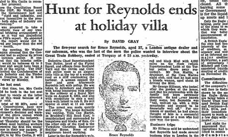 1968 Guardian report on the arrest of the Great Train Robber Bruce Reynolds