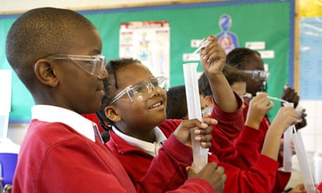 Primary school pupils in a science lesson