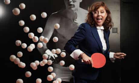 Susan Sarandon playing ping pong