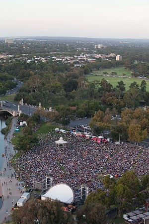 Adelaide Festival Day 1: A birds eye view of the crowd as they wait for the free concert to start