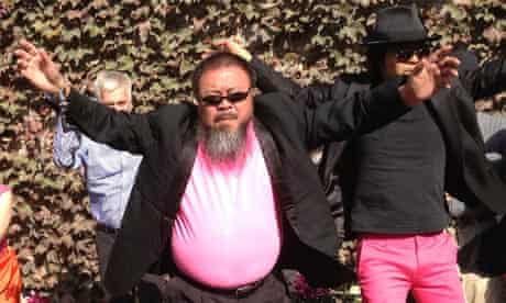 Chinese artist Ai Weiwei making a cover version of music video "Gangnam Style" in Beijing
