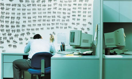 Office worker marking on wall