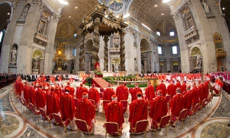 Cardinals attend a Mass papal conclave