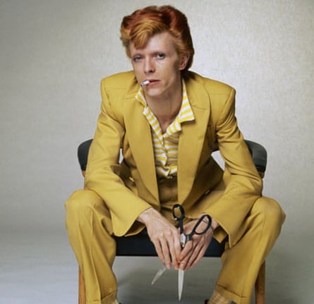 David Bowie in a mustard suit