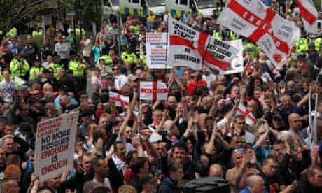 English Defence League march in Dewsbury