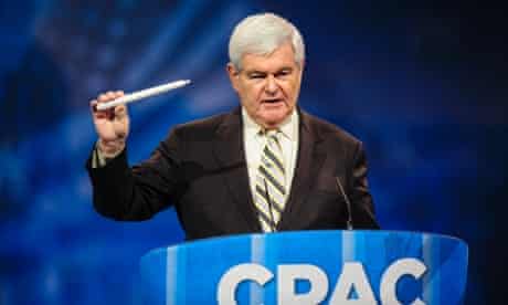 Newt Gingrich, former House speaker, holds a candle as he speaks about the Republican Party's need to innovate at the 2013 Conservative Political Action Conference (CPAC) in National Harbor, Maryland.