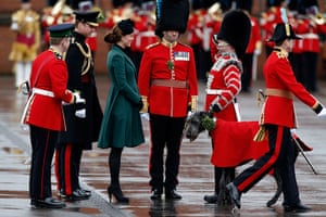St Patrick's day: Catherine, Duchess of Cambridge, receives a salute 