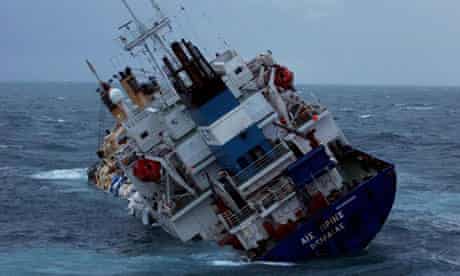 Cargo ship sinking in English Channel