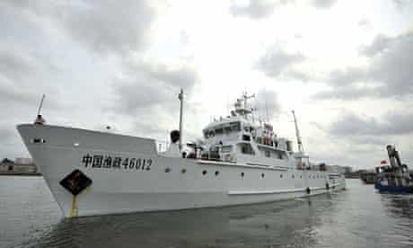 A Chinese patrol boat departing for the Paracel Islands