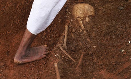 One of 154 skeletons unearthed at the Matale hospital in Sri Lanka