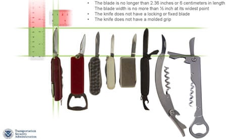 The types of knives that passengers will be allowed to carry on US airlines